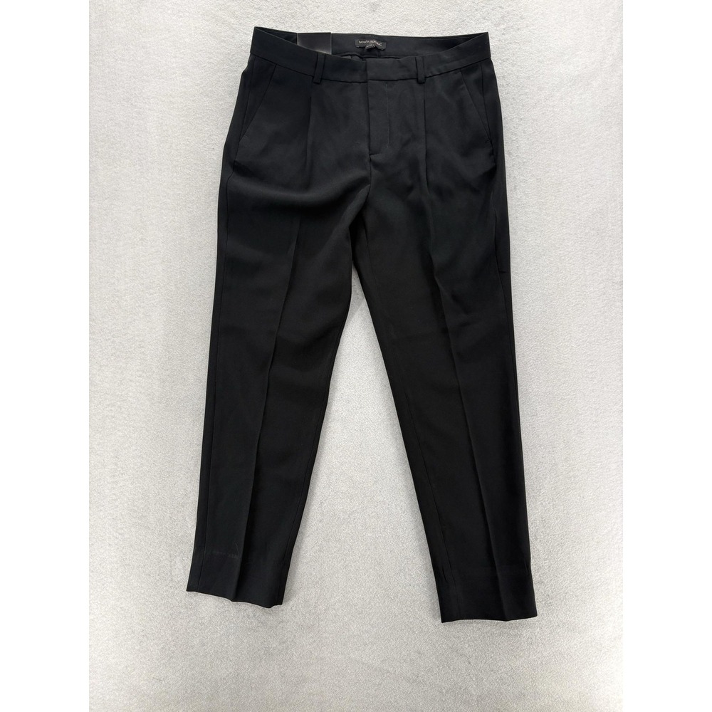 Banana Republic Dress Pants Womens 10 Black Pleated Tapered Lined Career Ankle